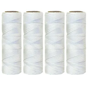 4 Pc Catfish Twine White Poly Drop Line Dropline 375' X #12 65LB Twisted Rope