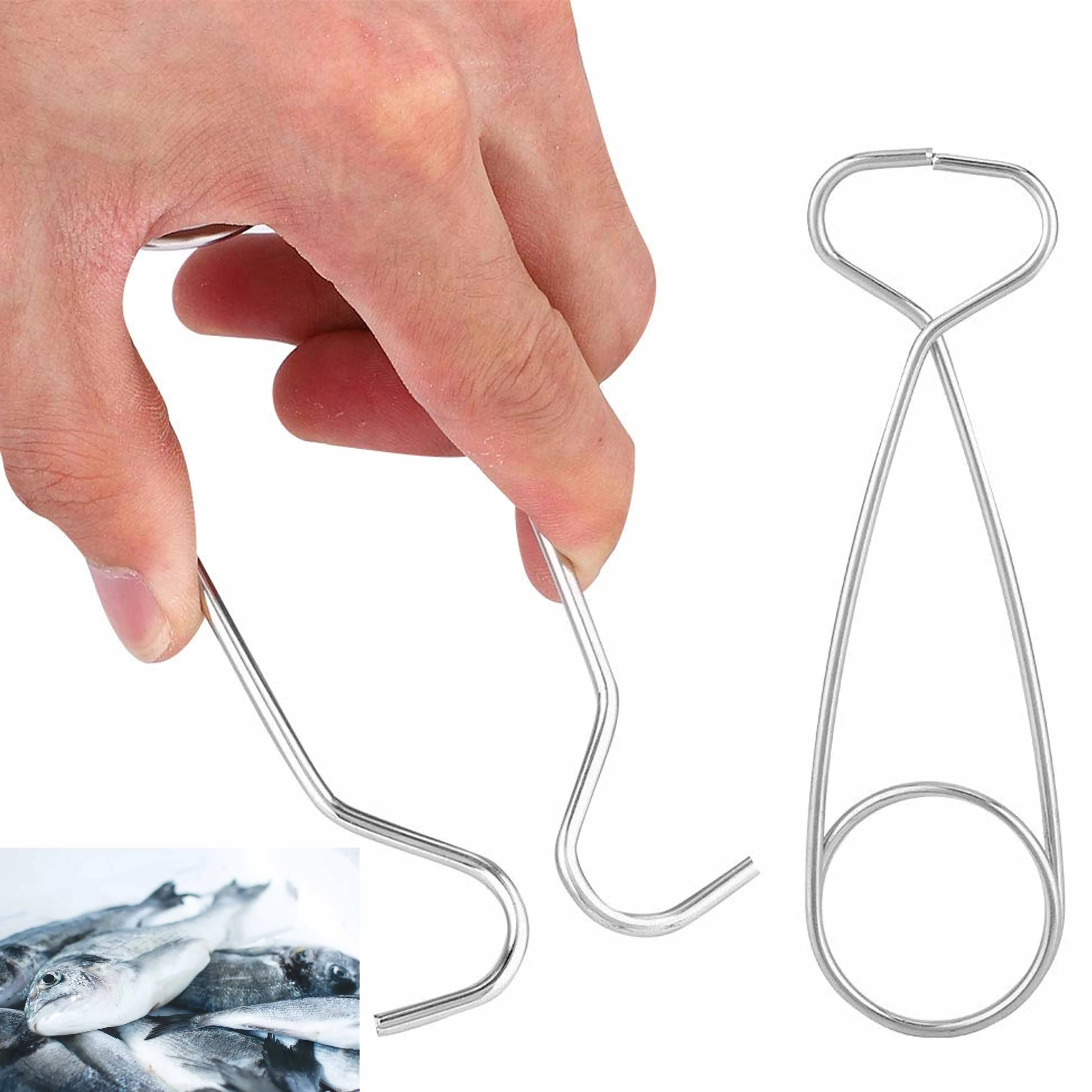 4 Pc Stainless Steel Fish Mouth Jaw Spreader Opener Camping Hanging Pot Hook 8"