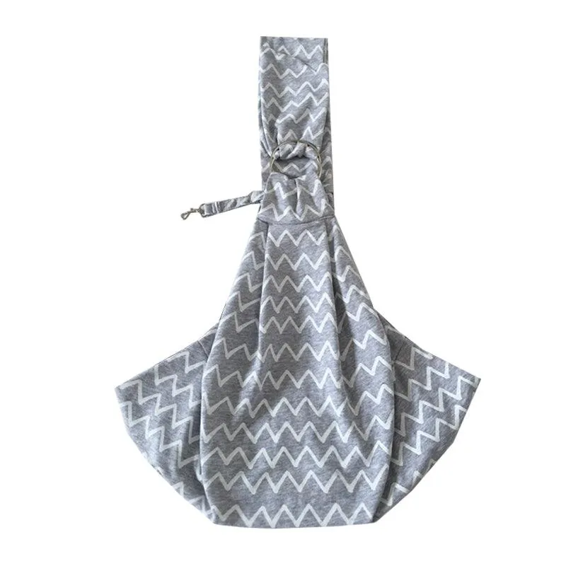 Grey Striped Cotton Pet's Sling Carrier Bag