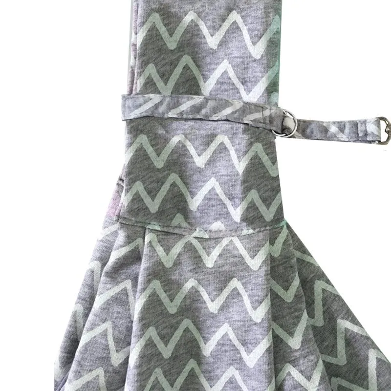 Grey Striped Cotton Pet's Sling Carrier Bag