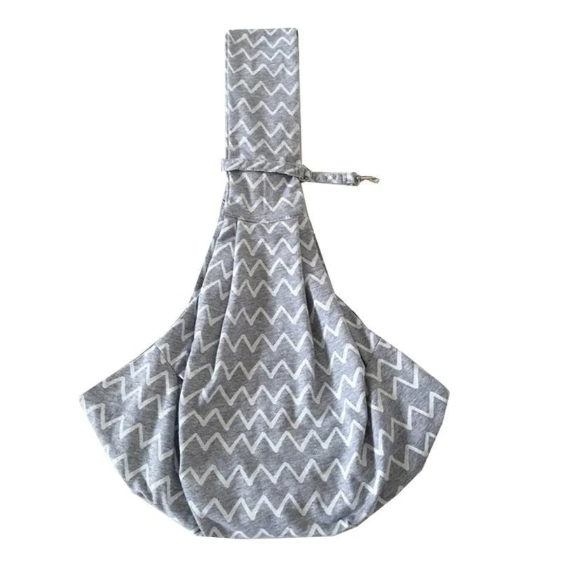 Grey Striped Cotton Pet's Sling Carrier Bag