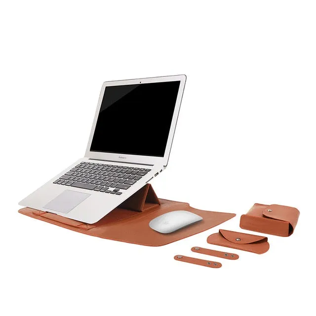 Leather Sleeve Set With Support Frame for MacBook 15-inch