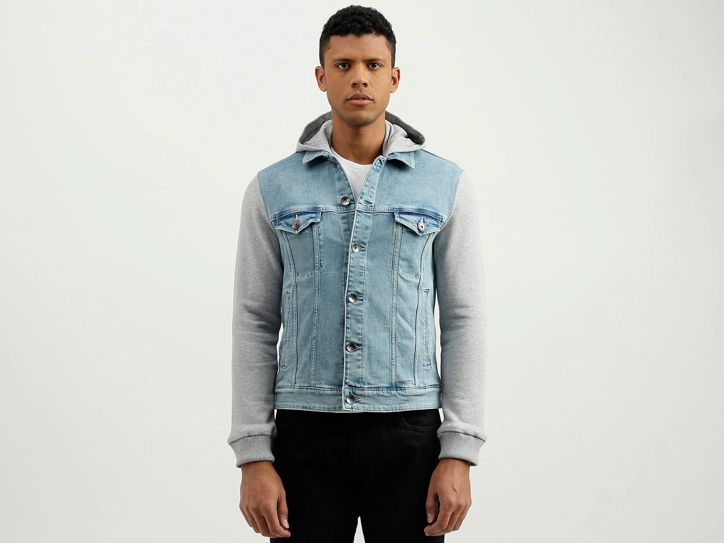 Regular Fit Hooded Solid Jacket