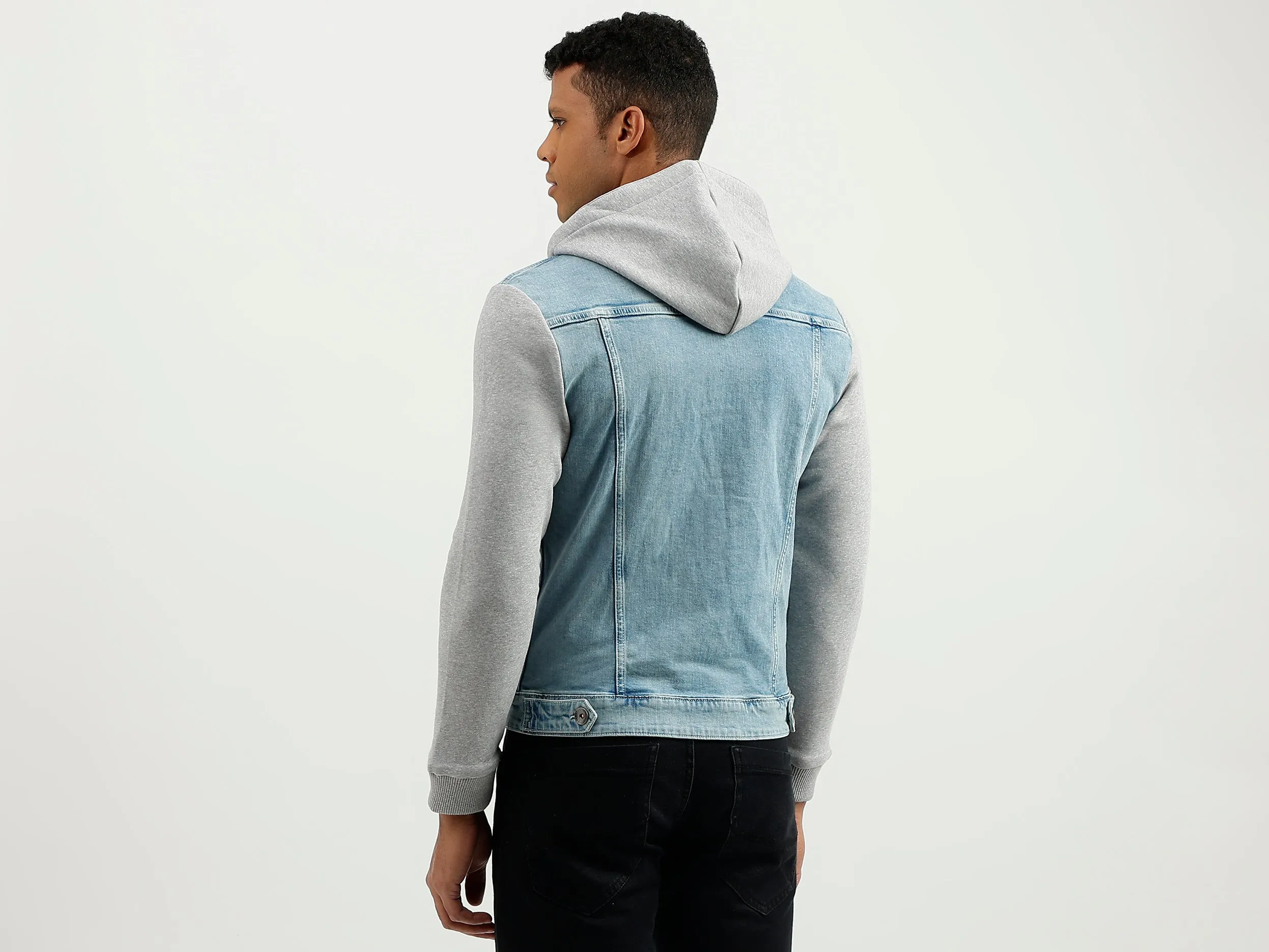 Regular Fit Hooded Solid Jacket