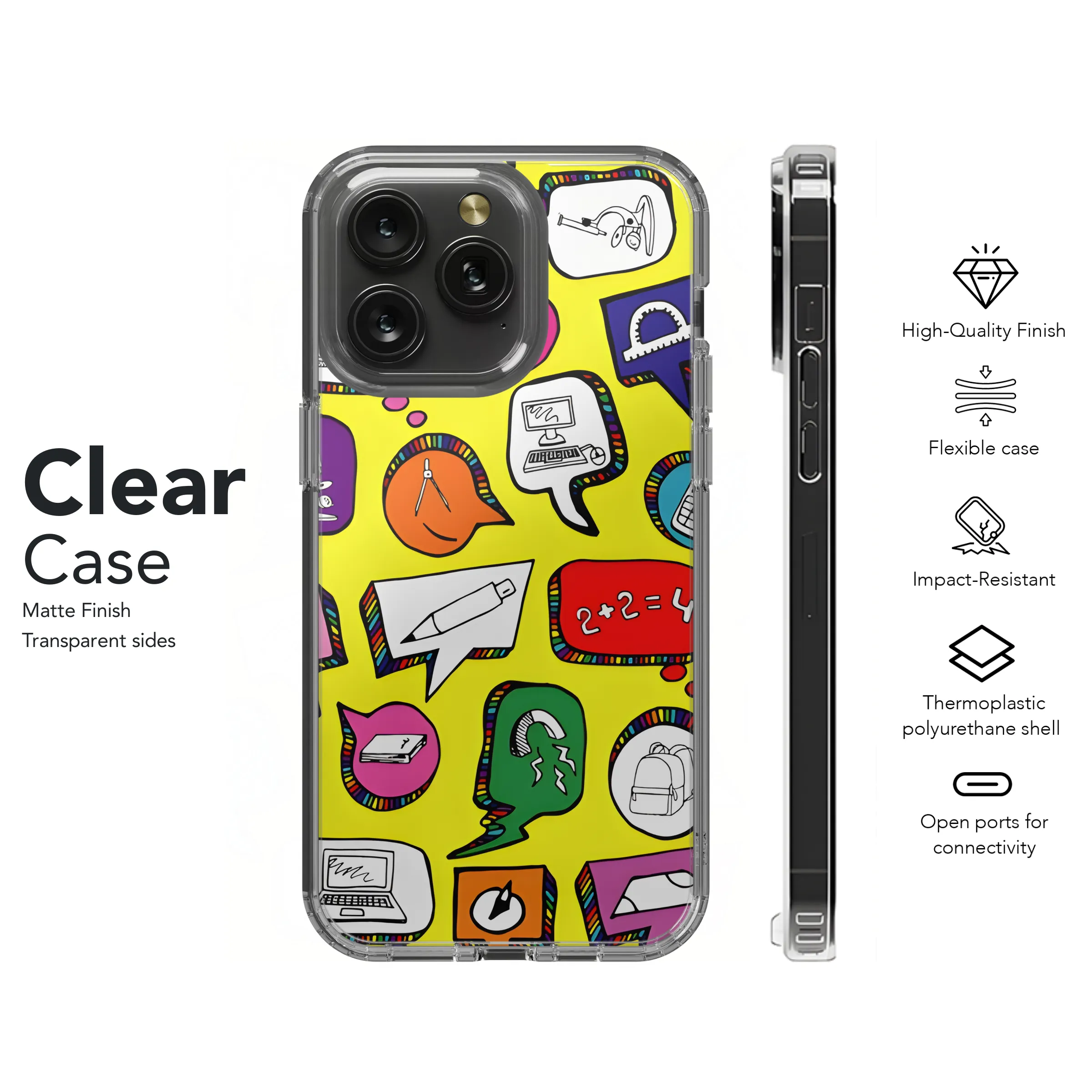 Sketch of school elements Phone Case iPhone Samsung Cover Pixel 3215