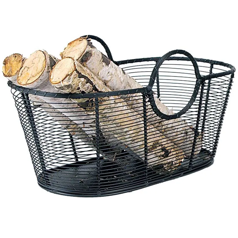 Small Steel Wire Log Basket | 23" x 12" x 13"
